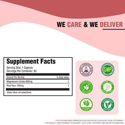 iMeMyself Magnesium Citrate Capsules - 30 Count | Dietary Supplement for Daily Wellness