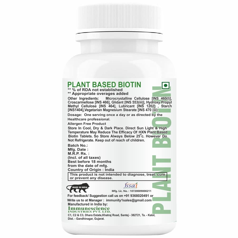 HXN Biotin Tablets For Hair Growth With 10000mcg Powder Plant-Based Supplements, DHT Blocker To Reduce Hair Loss, Fall, Dry Scalp, And Dandruff Control Supplement For Women-60 Tablet (Pack1).