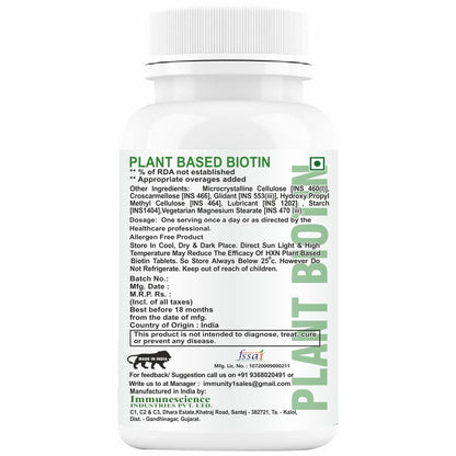 HXN Biotin Tablets For Hair Growth With 10000mcg Powder Plant-Based Supplements, DHT Blocker To Reduce Hair Loss, Fall, Dry Scalp, And Dandruff Control Supplement For Women-60 Tablet (Pack1).