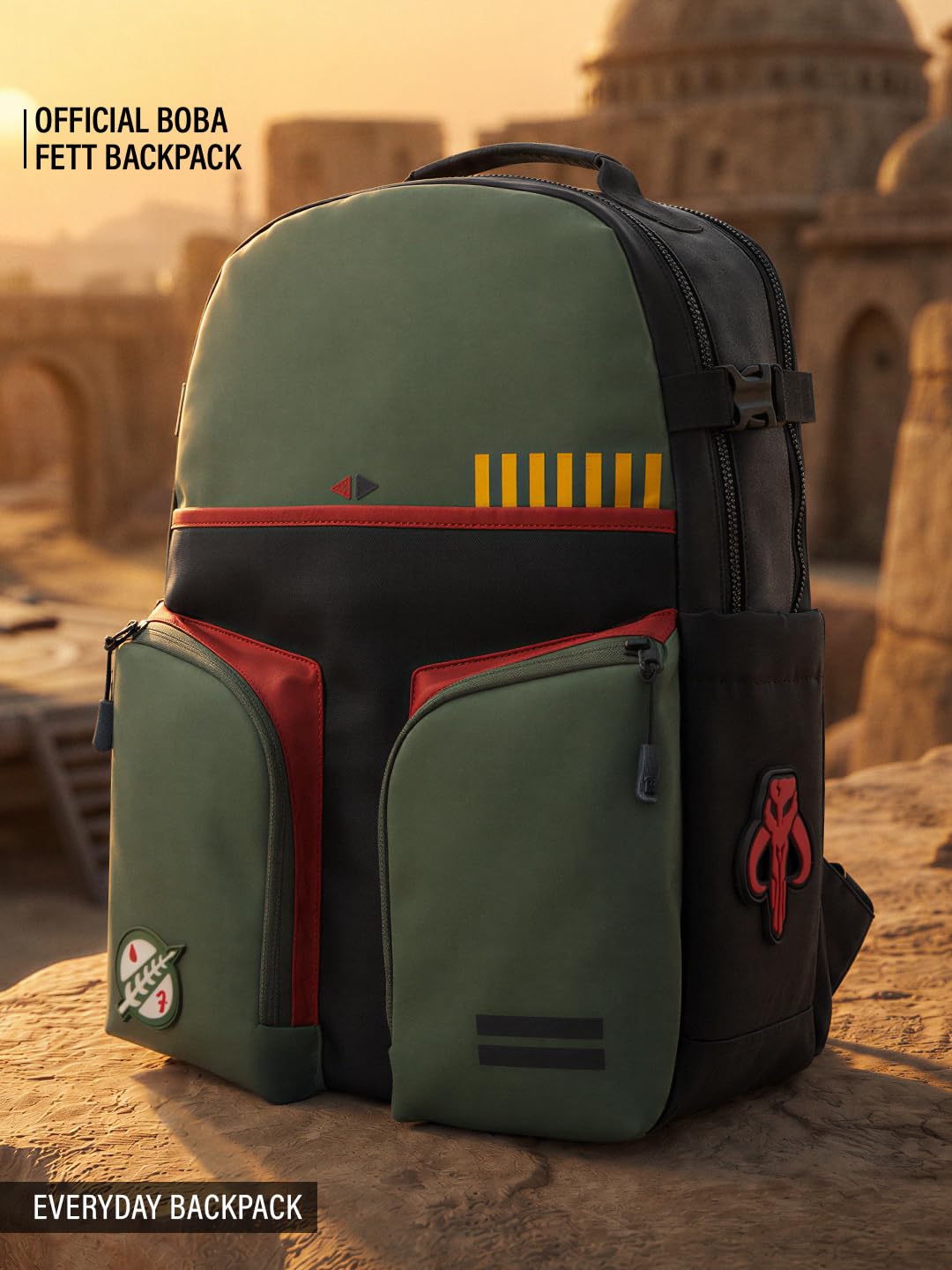 The Souled Store Star Wars: Boba Fett Backpacks | Official Lucasfilm Merchandise | Premium Dot Foam Polyester 16L Water-Resistant Laptop Bag with 17" Sleeve & Luggage Strap for Men & Women