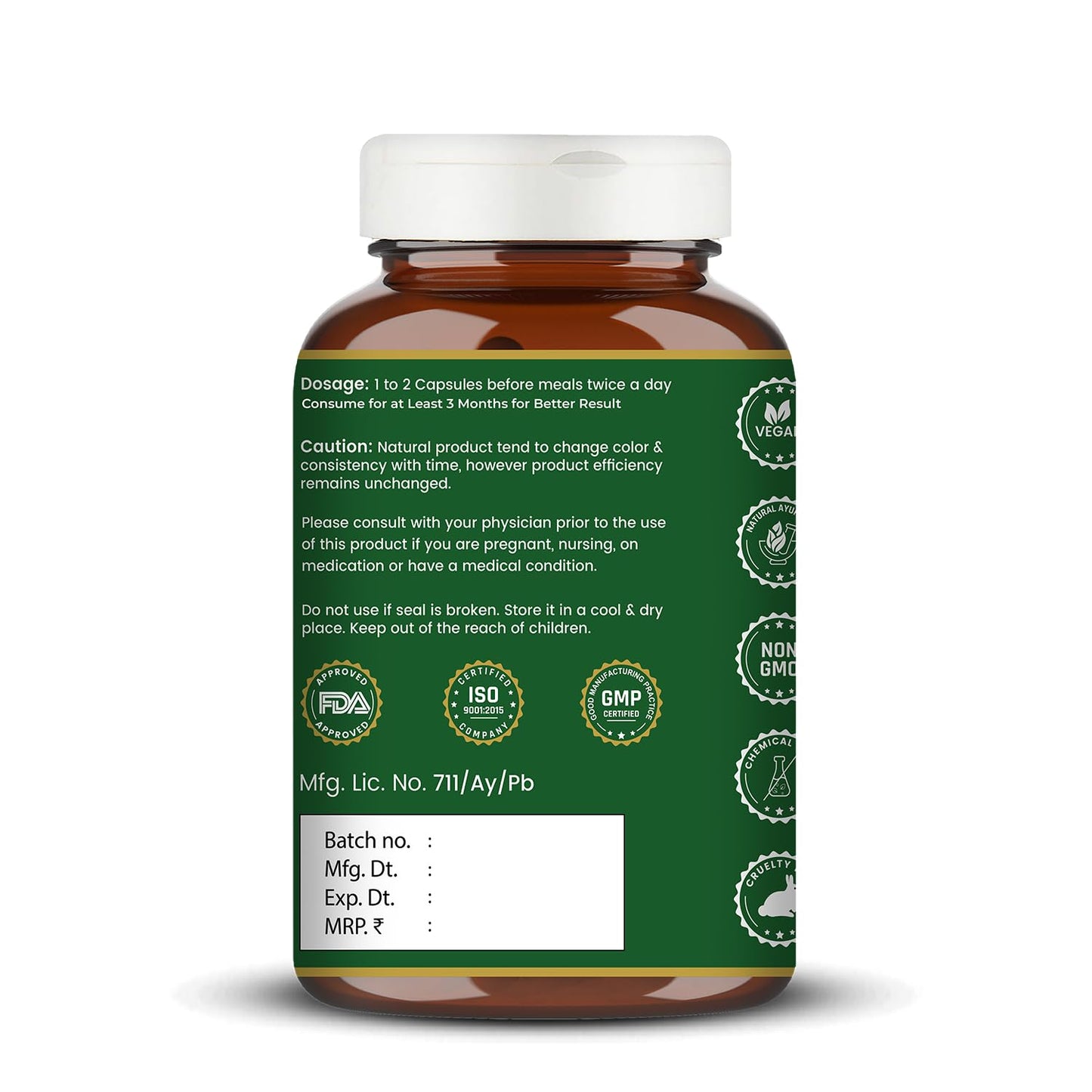 Vedikroots Garcinia Cambogia – Natural Weight Loss & Fat Burner for Belly Fat Control | Supports Appetite Control, Metabolism Boost | Herbal Supplement | 60 Capsules