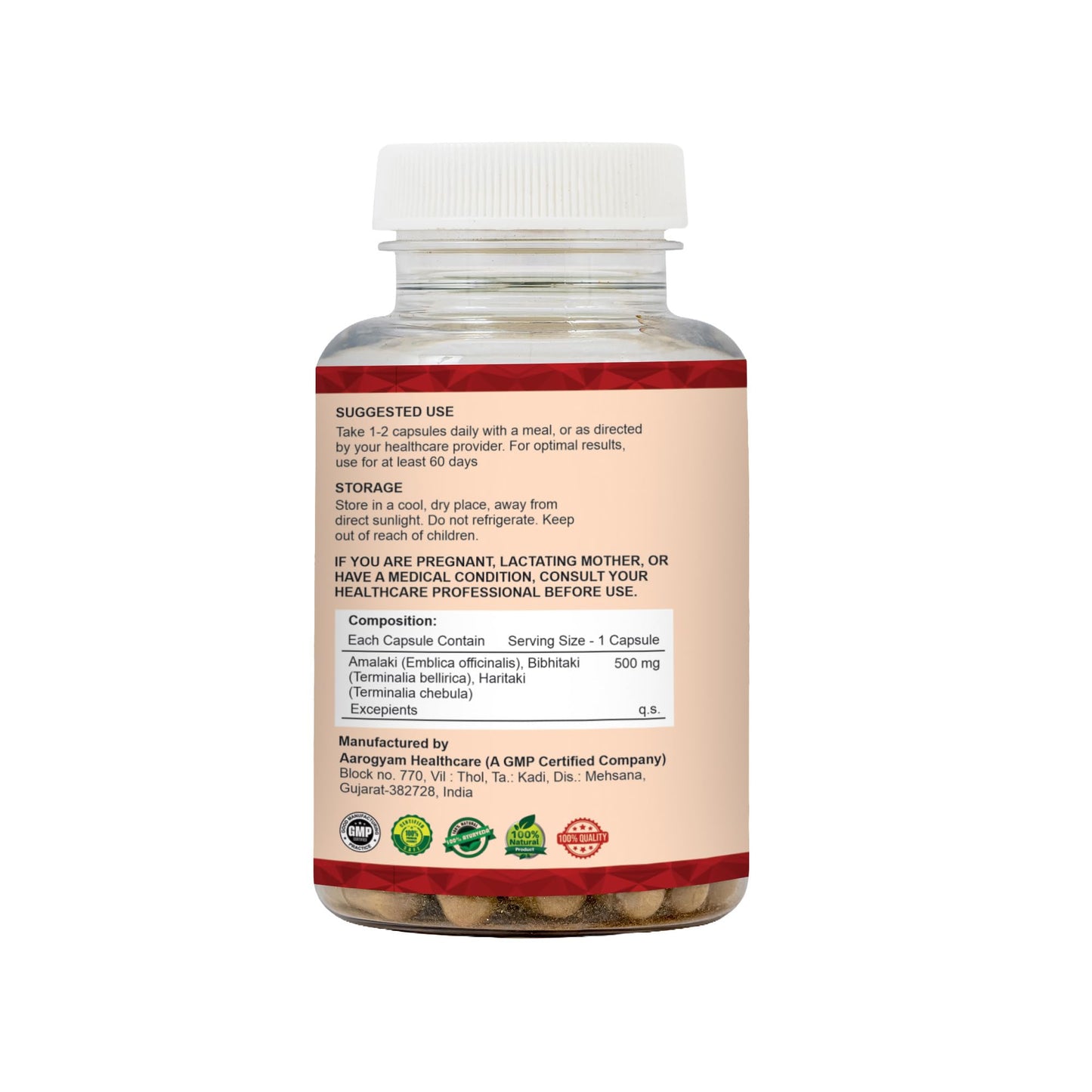 Nutrava Triphala Capsules 500mg | Ayurvedic Digestive Cleanse & Detox Supplement for Gut Health, Digestion & Immunity | Herbal Supplement for Men & Women | 60 Veg Capsules
