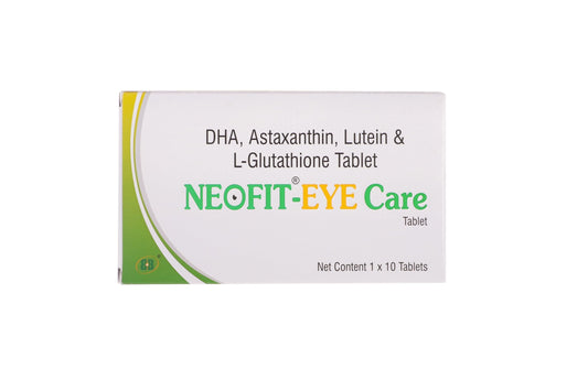 NEOFIT Eye Care Tablets with DHA, Astaxanthin, Lutein & L-Glutathione | Nutritional Supplement Tablets | Strip of 10 Tablets