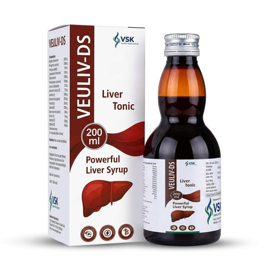 VEULIV-DS Liver Syrup 200ml | Ayurvedic Herbal Supplement | Liver Detox & Antioxidant Tonic | Digestive Support | Metabolism Booster & Appetite Enhancer | with Bhumi Amla, Kalmegh, Kutki & Giloy