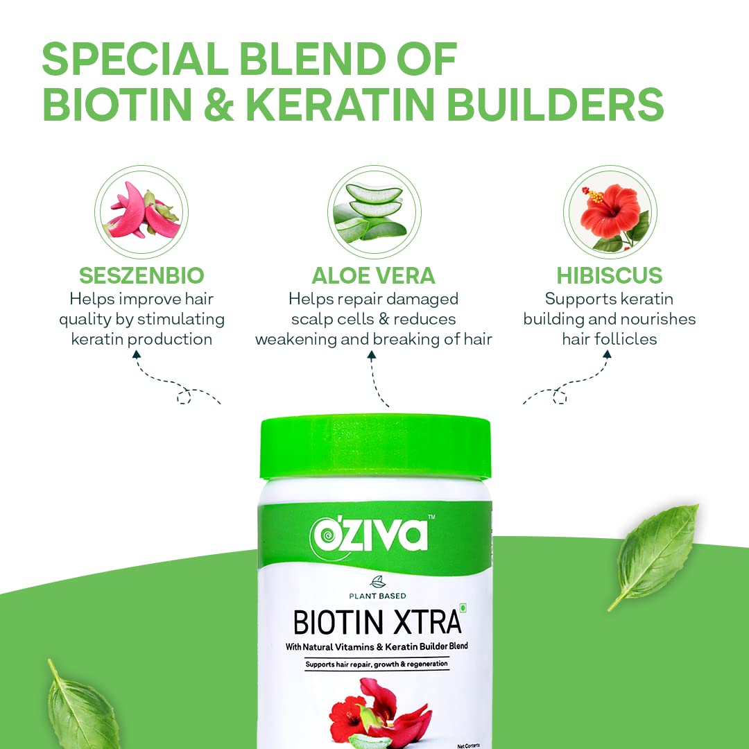 OZiva Plant Based Collagen Builder for Glowing & Youthful Skin | Collagen Powder for Women & Men | With Biotin, Silica & Vitamin C (Collagen Berry Orange + Biotin Xtra)