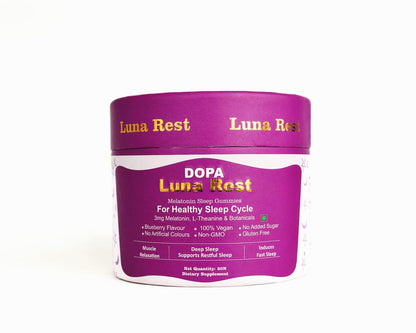 Dopa Luna Rest Melatonin Sleep Gummies | 30 Gummies | 3mg Melatonin with Magnesium glycinate, L-Theanine, Lemon Balm, Passionflower & Tart Cherry