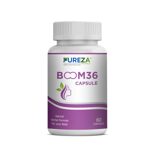 Pureza Naturals BOOM36 Capsule – Natural Herbal Formula for Women’s Wellness & Body Support, Advanced Ayurvedic Supplement, 60 Capsules Bottle for Daily Health Care & Complete Nutritional Support