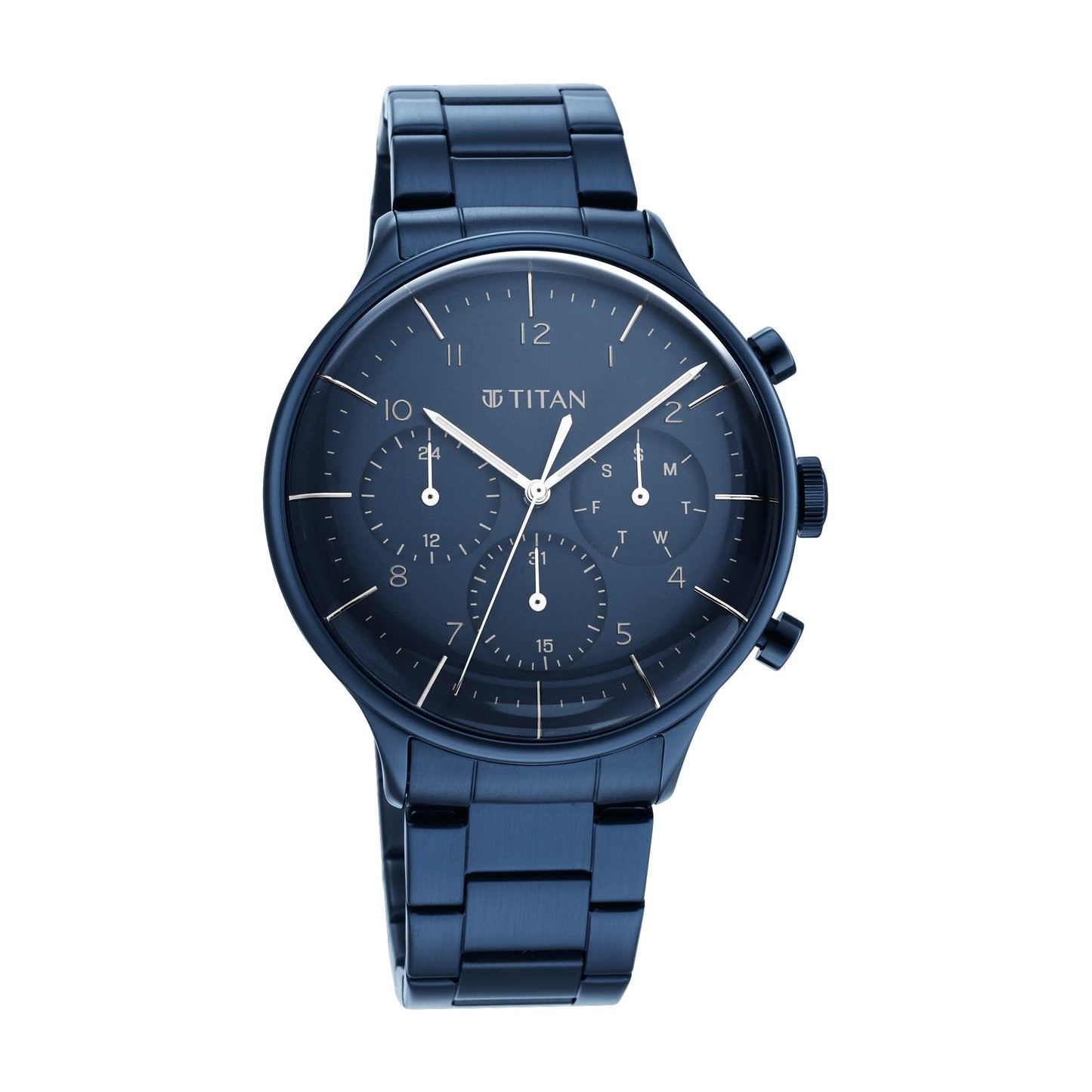 Titan Urban Magic Quartz Multifunction Blue Dial Metallic Blue Stainles- image 5