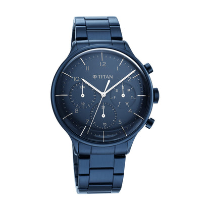 Titan Urban Magic Quartz Multifunction Blue Dial Metallic Blue Stainles- image 5