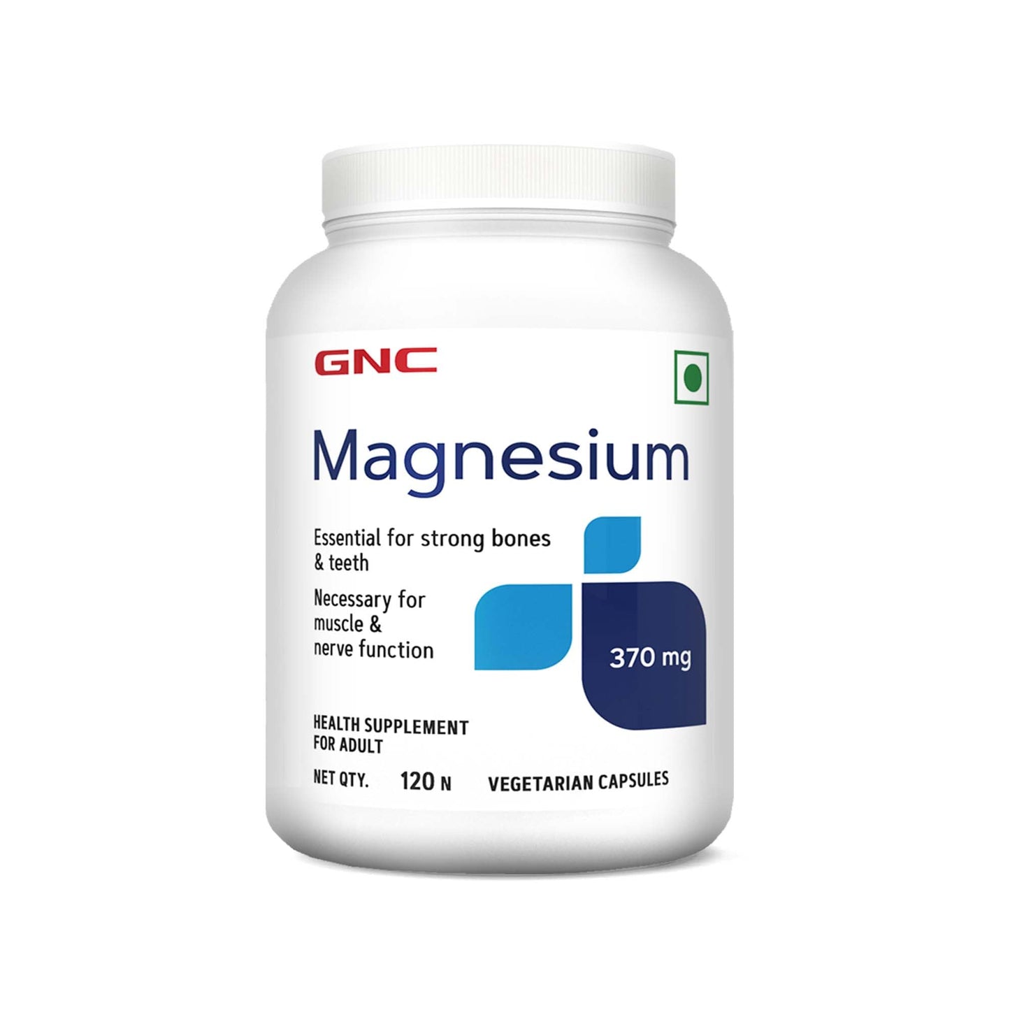 GNC Magnesium 370mg | 120 Veg Capsules | For Bone Strength, Muscle & Nerve Function, Stress Relief, Improved Sleep, Mood Elevation, Essential Mineral for Calcium Absorption & Cell Function