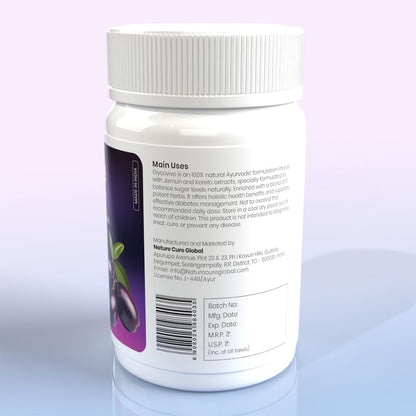 Glycovive – Blood Sugar Management Capsules | Jamun, Karela, Cinnamon, Gymnema & 7 Herbal Extracts | 100% Natural Ayurvedic | AYUSH Licensed | 60 Capsules
