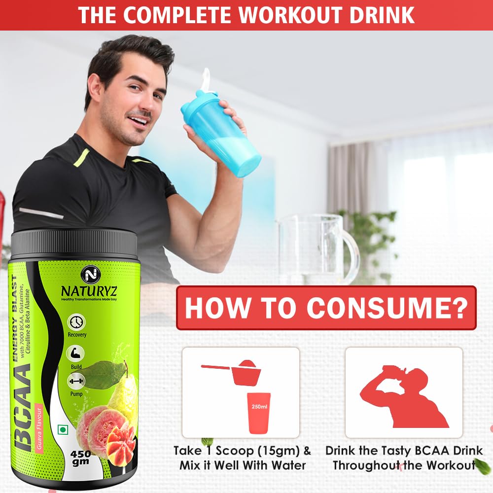 NATURYZ BCAA Energy Blast Pre Intra Post Workout Supplement With 7000 B- image 3