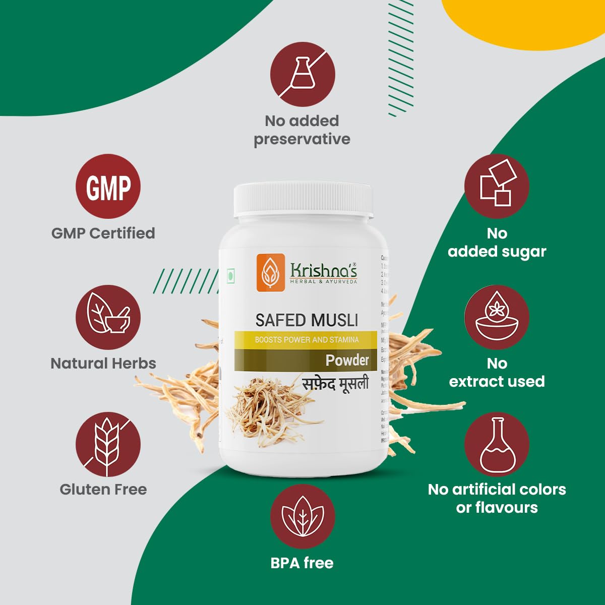 Krishna's Safed Musli (Chlorophytum borivilianum) Powder 100 g