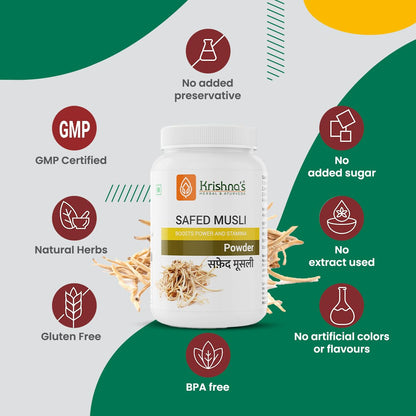 Krishna's Safed Musli (Chlorophytum borivilianum) Powder 100 g