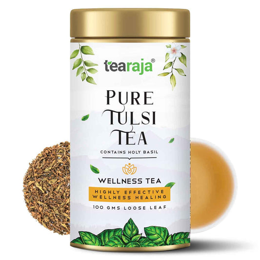 Pure Tulsi Tea 100 GMS | Holy Basil | Pure Herbal Tea |100 % Natural Whole Leaf | Caffeine Free | High in Anti-oxidant |
