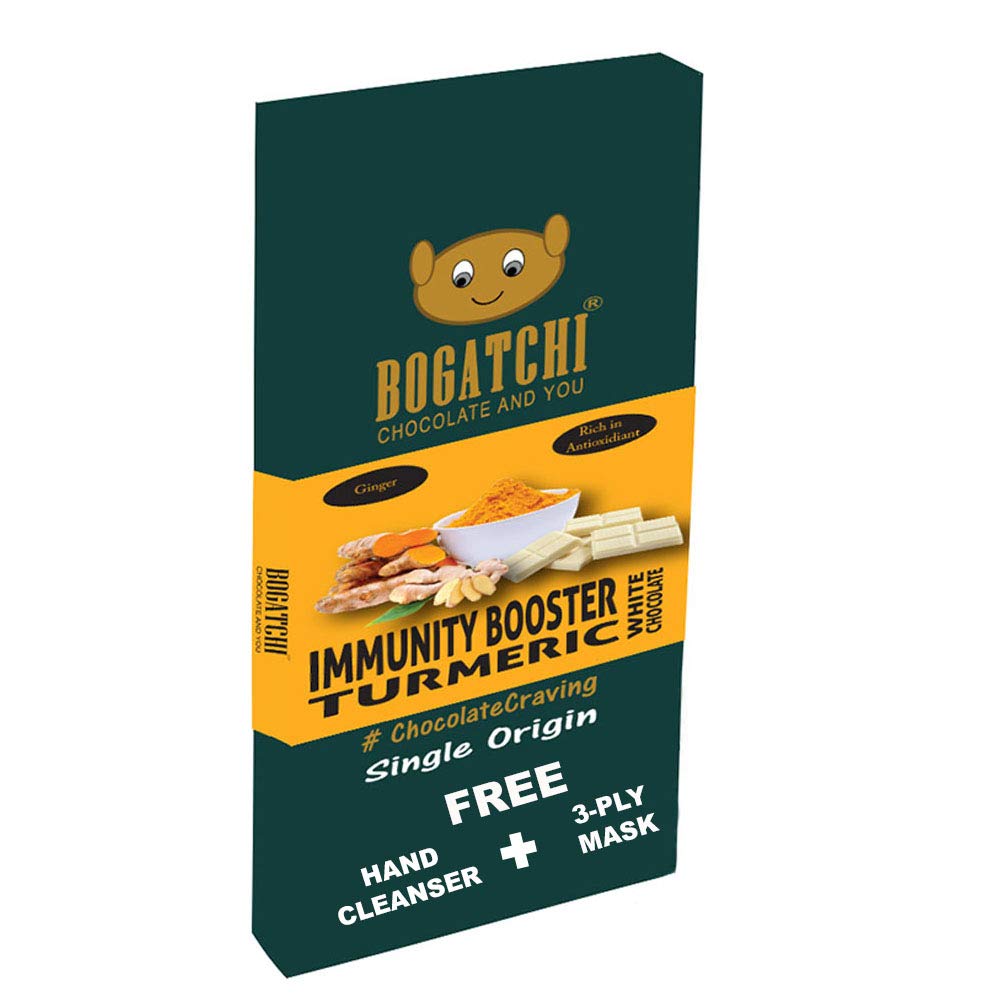 BOGATCHI Immunity Booster Turmeric Milk White Chocolate Bar, Ginger, 80g