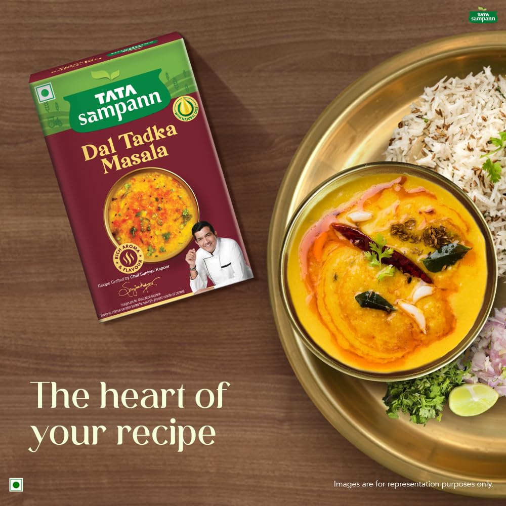 Tata Sampann Dal Tadka Masala with Natural Oils, 100g, Dal Tadka Masala Powder, Crafted by Chef Sanjeev Kapoor, With Chef’s Exclusive Tip, Rich Aroma & Flavour