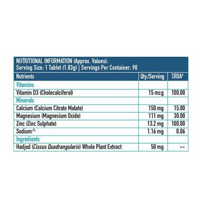 HealthKart HK Vitals Calcium + Vitamin D3 Supplement For Women & Men (90 Tablets) | With Magnesium & Zinc | For Complete Bone Health & Joint Support