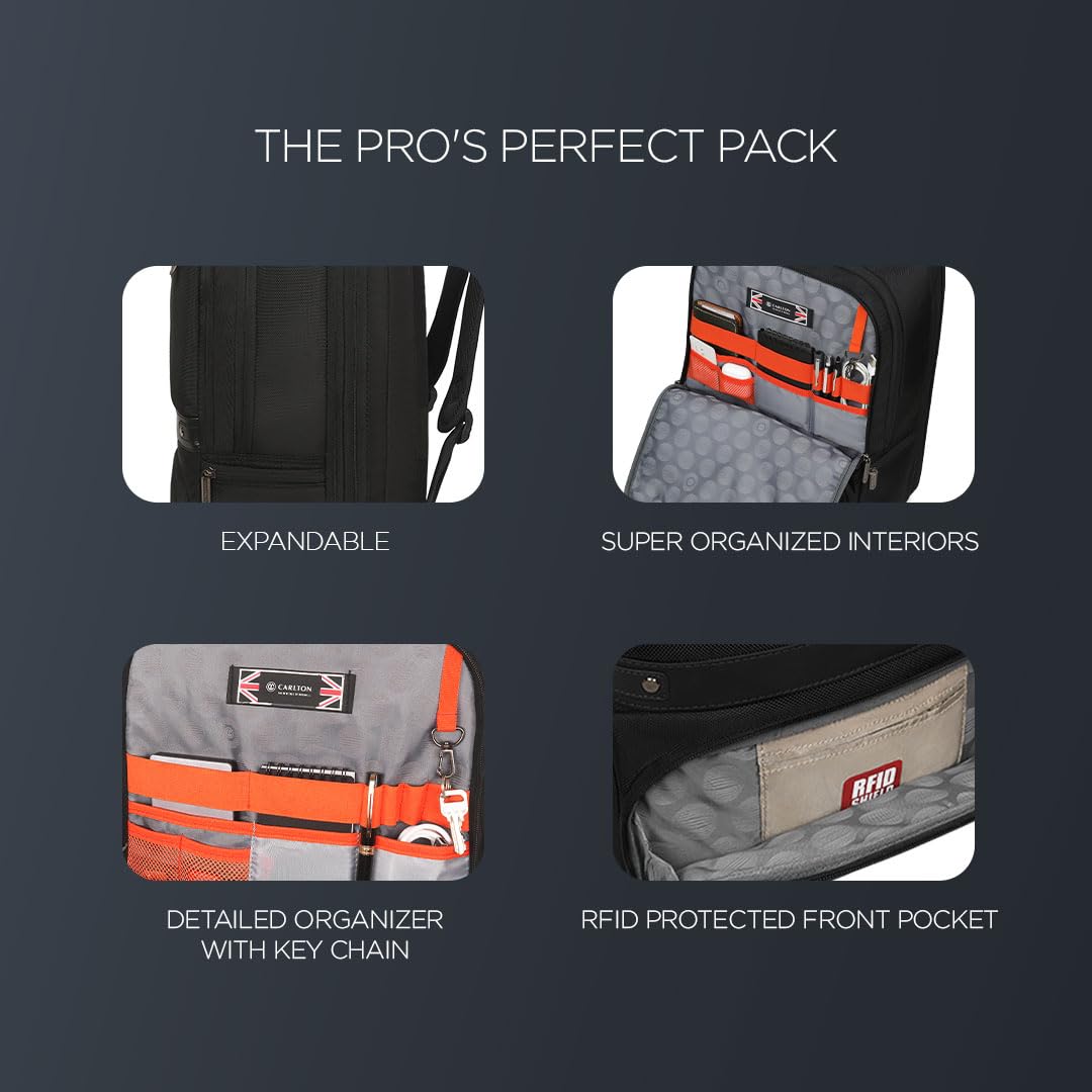 CARLTON Laptop Backpack 26L With Organized Interiors, RFID Protected Po- image 5