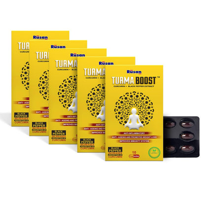 Rusan TURMA BOOST Curcumin 95% 400mg + Black Pepper Extract | 50 Capsules | Immunity & Joint Care | Anti-Inflammatory Support