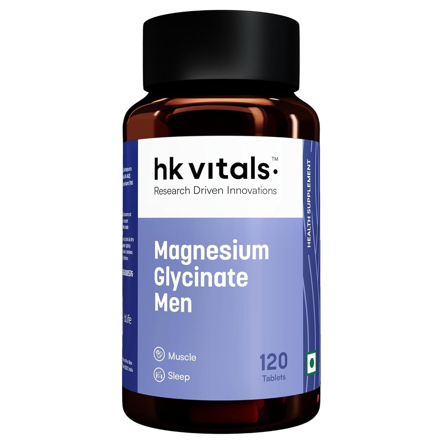 HK Vitals Magnesium Glycinate Men, 120 Tablet | For Better Sleep Quality & Muscle Recovery