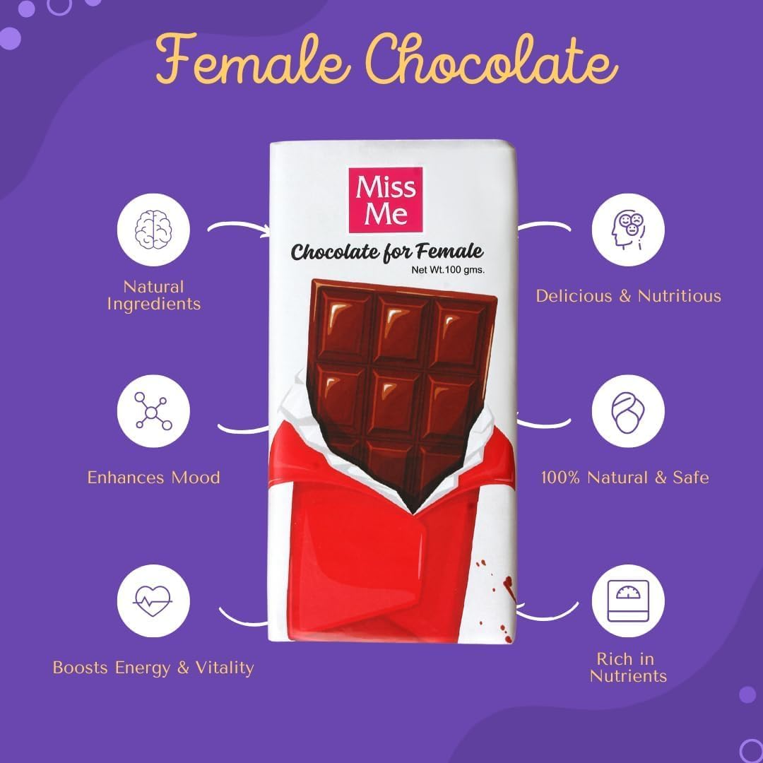 Miss Me Ayurvedic Female Wellness Combo | Herbal Female Drops 10 ml & Herbal Chocolate 100 g | Daily Mood Wellness Energy Support Combo for Women