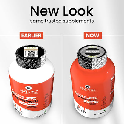 NATURYZ Nitric Pump 2500 Mg Extra Strength L-Arginine | L Citrulline | Caffeine | Boosts Stamina | Energy | Increases Blood Flow | Improves Performance | Ideal Pre-workout Supplement - 50 Tablets