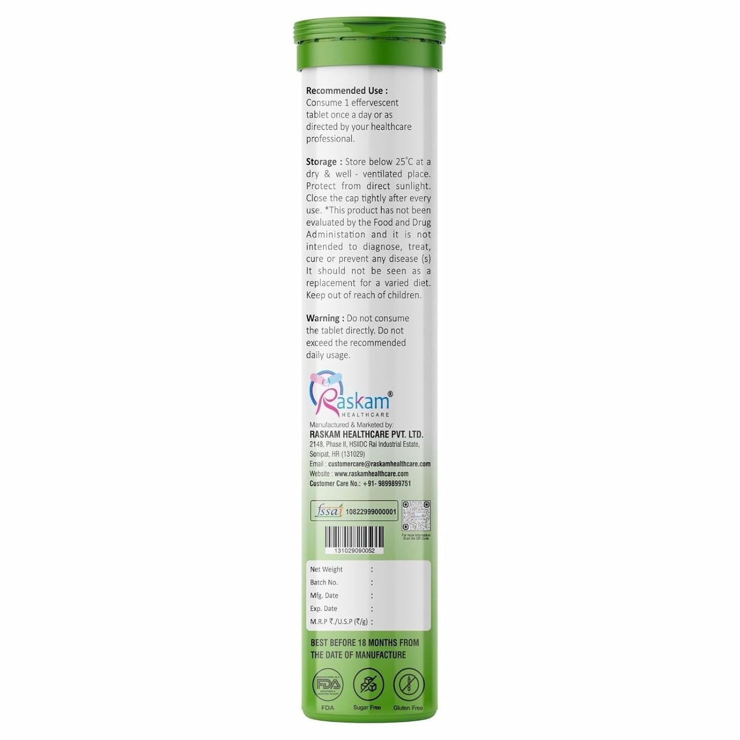 Raskam HEALTHCARE ACV Moringa 15 Effervescent Tablets 500 Mg Apple Cider Vinegar With No Added Sugar For Gut Health | Weight Loss | (Pack of 3, Green Apple)
