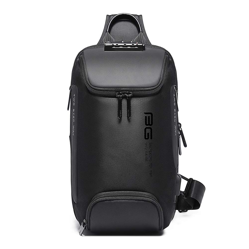Red Lemon Bange Anti-Theft Sling Bag with USB Charging Crossbody Shoulder Bag for Men & Women Lockable Chest Daypack | Fits 7inch Tablet, Mobile & Acc | Lightweight Travel Daily Use Backpack (Black)