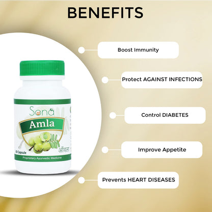 Sona Amla Powder Capsules supports Immunity Booster - 60 Capsules (Pack of 3)