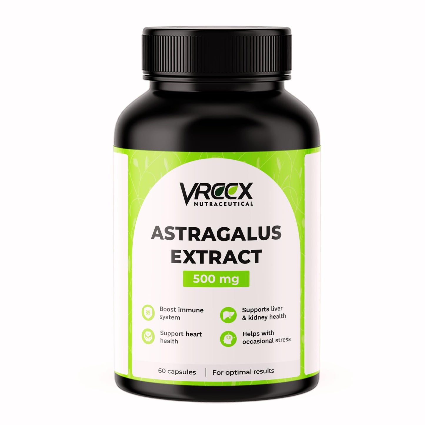 VREEX Astragalus Root Extract 500mg Capsules | Herbal Immune Support & Energy Supplement | Natural Antioxidant for Vitality & Wellness – 60 Capsules (Pack of 2)