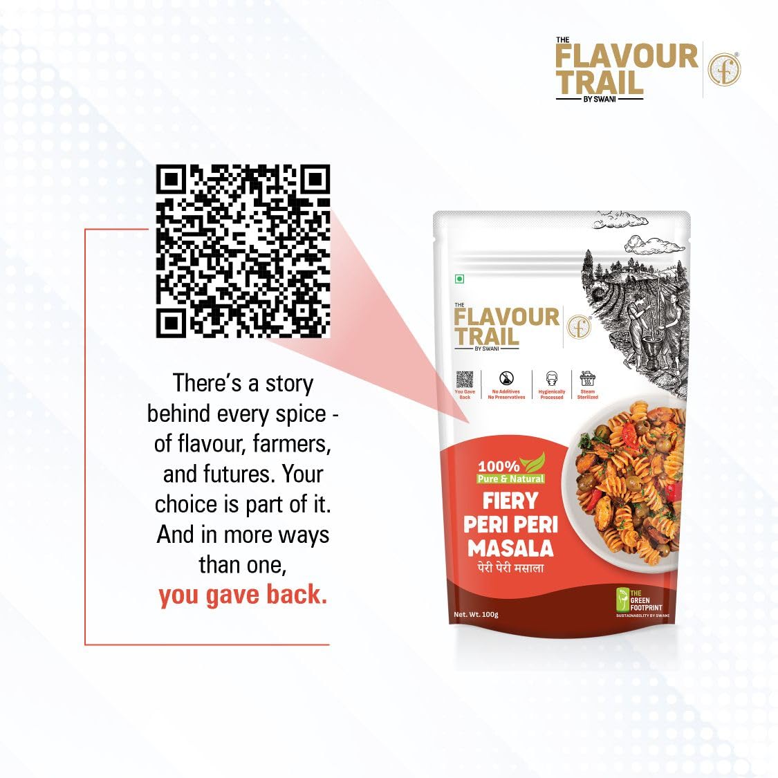 The Flavour Trail by Swani Fiery Peri Peri Masala/Piri Piri Masala/Multipurpose Seasoning - Pack Of 2, Organically Farmed | Hygienically Processed | Pesticide-Free "