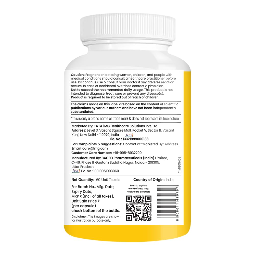 TATA 1mg Chelated Magnesium Plus Tablets with Zinc & Vitamin B6-60 Tablets | High Absorption Magnesium Supplement for Women & Men | Supports Nervous System, Muscle Recovery & Immunity