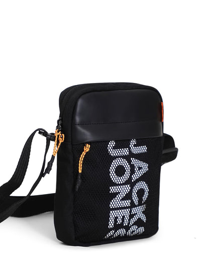 Jack & Jones Men's Polyester Black Mesh Detail Sling Bag
