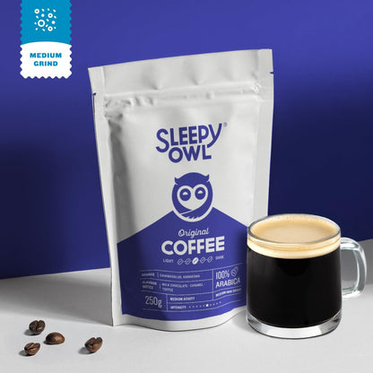 Sleepy Owl Original Ground Coffee | Medium Grind Coffee | Pour Over, Aeropress, Homemachine | Medium Roast | 100% Arabica | Freshly Roasted & Ground | 250g | Directly Sourced From Chikmagalur
