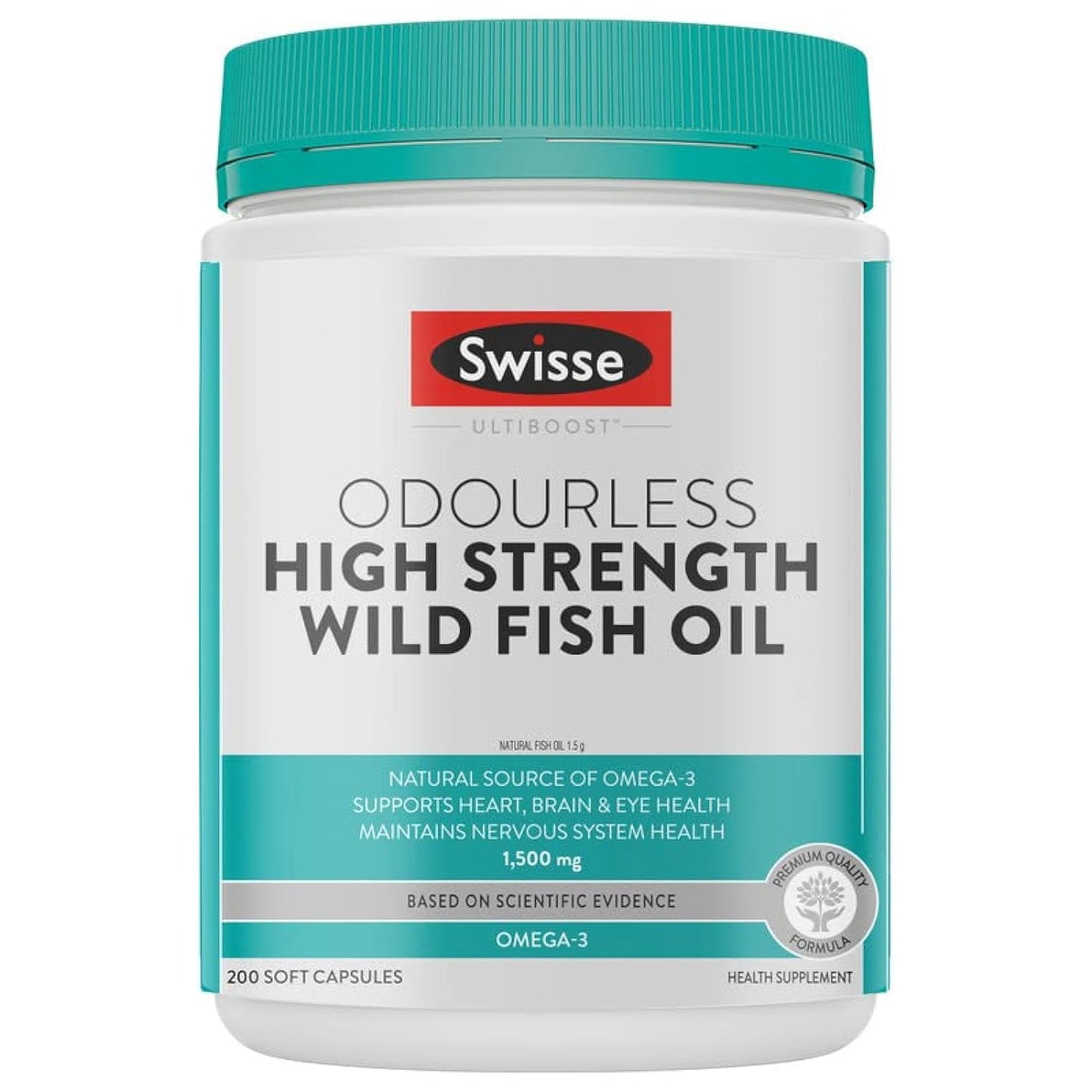 Swisse Fish Oil with 1500mg Omega 3 - 200 Capsules, One Capsule Per Serving,(Highest Fish Oil Concentrate In Single Capsule) Manufactured In Australia, Internationally Proven Formula