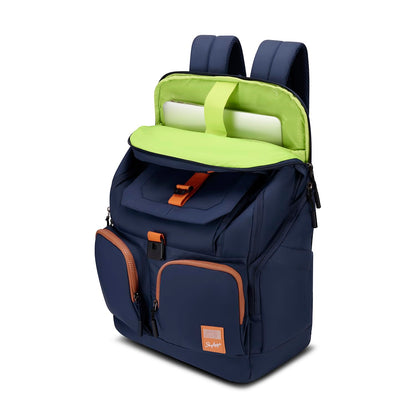Skybags Hustle 15.6 Inch Compatible Laptop Backpack 31L | 3 Compartments with Flushed USB Ports (Type A & Type C) & Rain Cover | Side Bottle Pockets | Office & Travel Backpack for Men & Women (Navy)