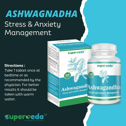 Superveda Ashwagandha 500mg | Immunity Booster | Support Strength & Energy | Helps in Stress Management, Improve Energy and Stamina | For Men & Women | 60 Capsules (Pack of 1)