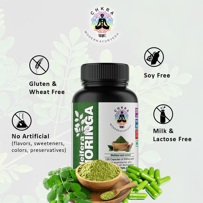 Organic Moringa Capsules | 90 Capsules | Non-GMO and Gluten Free Supplement | Complete Green Superfood | 100% Pure Leaf Powder | Energy, Metabolism and Immune Support