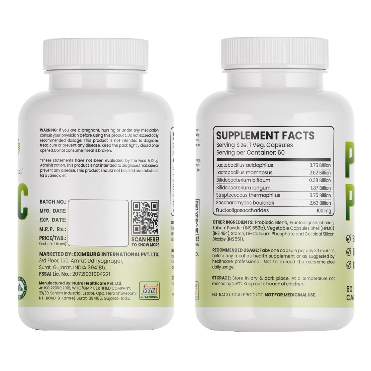 ROYAL SWAG Probiotic and Prebiotic Tablets- Pre + Probiotic for Women and Men Gut Health Support for Digestive Wellness- Vegan, Non-GMO, Gluten Free - 60 Caps (60 Day Servings)