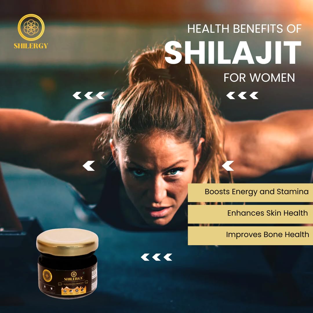 SHILERGY Shilajit/Shilajeet Gold Resin - 20g | Boost Energy, Muscle Growth & Stamina | Ayurvedic & Infused with Ashwagandha, Safed Musli with 24 Carat Gold Aurum. (20 g (Pack of 1))