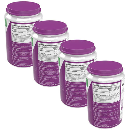 HealthyHey Nutrition High Absorption Magnesium Glycinate, 550mg - 90 Vegetable Capsules - Pack of 4