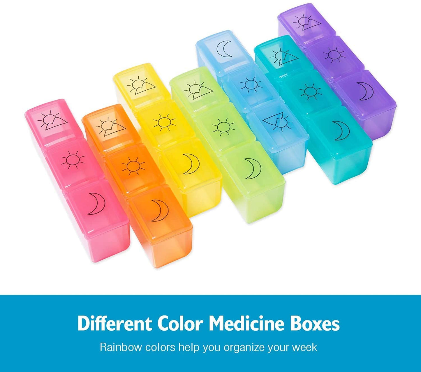 Kepzell Weekly Pill Organizer 3 Times A Day – 7 Day Pill Box – Non-BPA Food Grade Plastic – Lightweight and Travel Friendly – Ideal Pill Case for Supplements, Vitamin, Medication