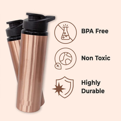 Heart Home Copper Water Bottle with Sipper | BPA Free & Non-Toxic | Leakproof, Durable & Lightweight | With Added Health Benefits of Copper | Ergonomic Design & Easy to Clean | 750 ML