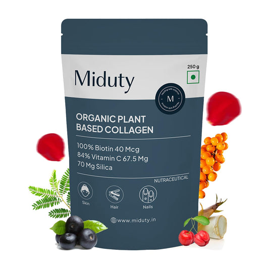 Miduty by Palak Notes Organic Collagen Powder, collagen supplement, Skin, Hair & Nails, Skin Nourshing Formula, Plant based collagen, Organic Collagen Powder Pack - 250gm