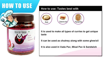HEALTHY PANDA Onion Garlic Masala Kanda Lasun Masala, Masala Khara, Kanda Lasoon Masala, Desi Ghati - 250 Grams