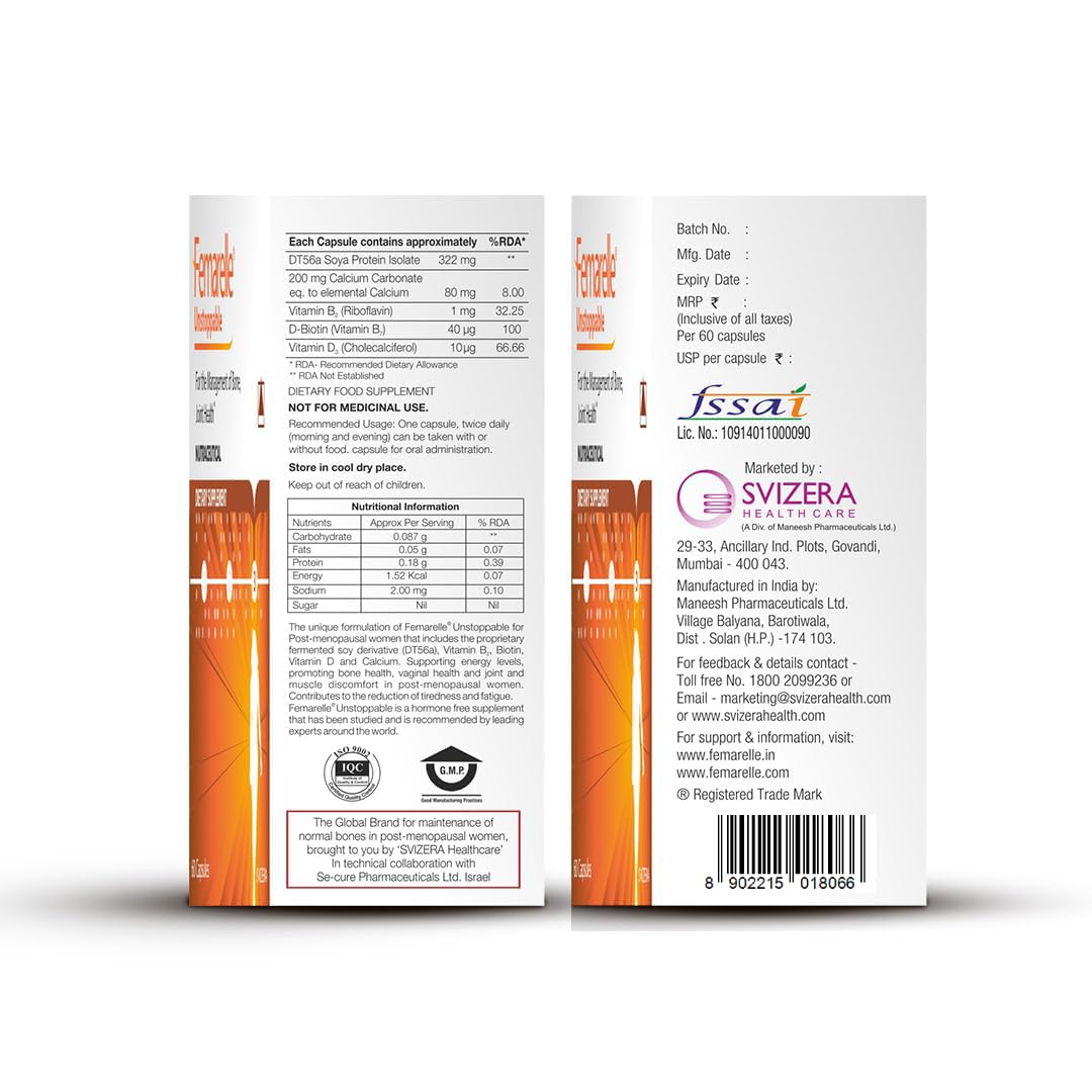 Femarelle Unstoppable | 60-80+ Women Joints, Bones, Muscles Supplements | DT56a Clinically-Proven | Global Brand | 60 Capsules (1 Month Usage)