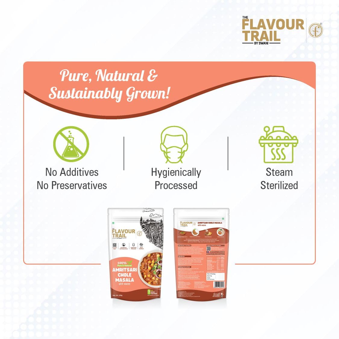 The Flavour Trail Pure & Natural Amritsari Chole Masala| No Nasties| Natural & Pure| No Preservatives| 100gm