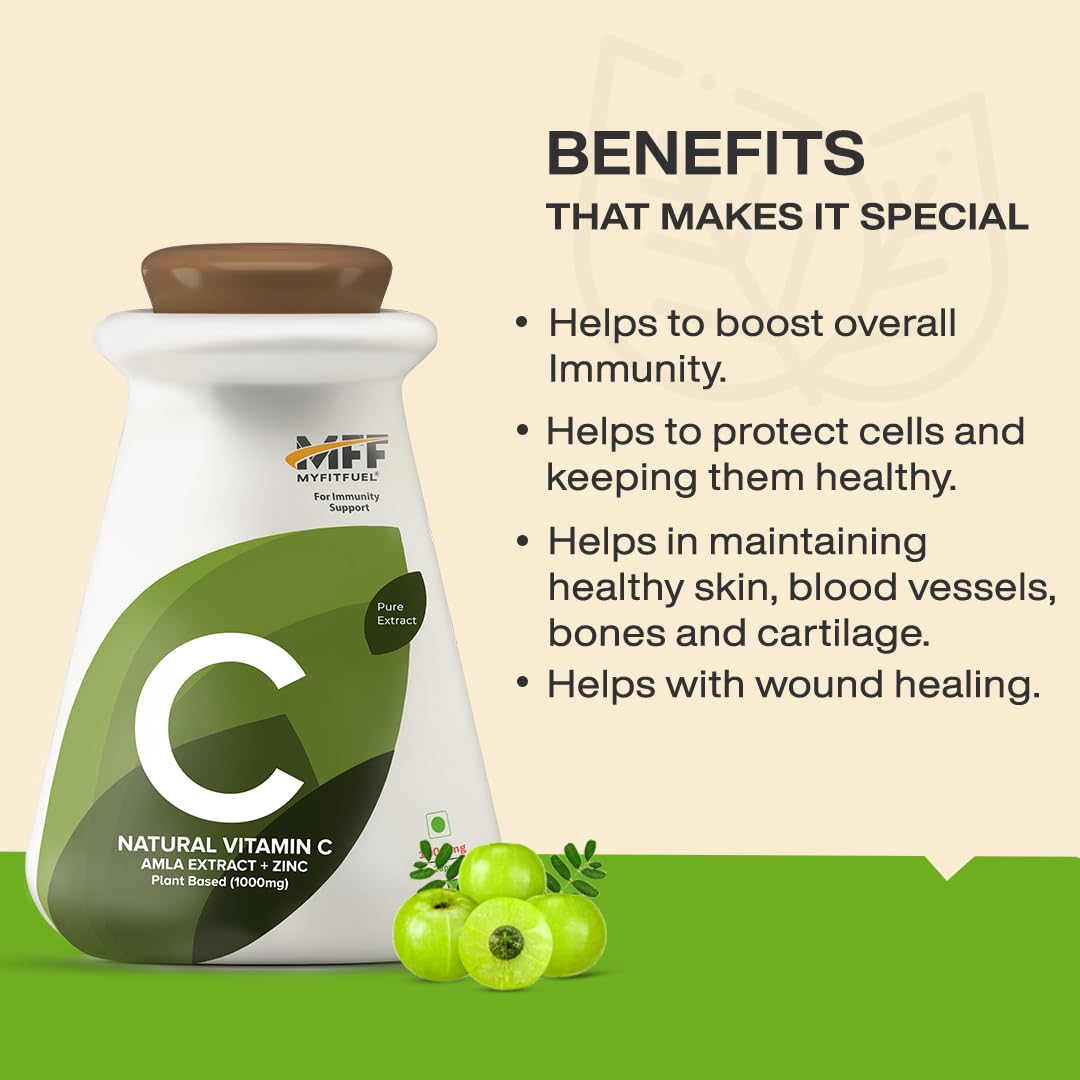 MyFitFuel Natural Vitamin C with Zinc, From Amla Extract Plant Based, (- image 7