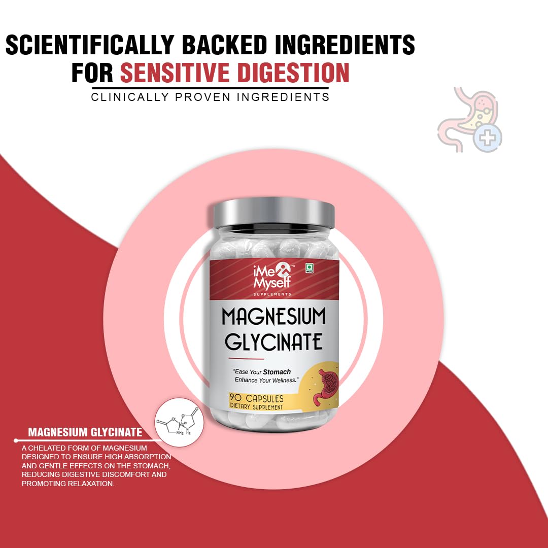 iMeMyself Magnesium Glycinate Capsules – 90 Count | Dietary Supplement for Stomach Comfort & Daily Wellness